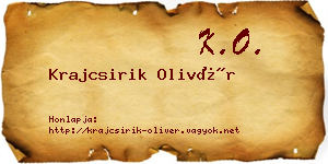 Krajcsirik Olivér névjegykártya